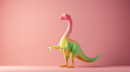 Obraz premium Cute Cartoon Dinosaur on Pink Background
