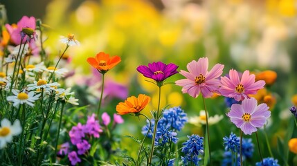 Fototapeta premium Vibrant Meadow of Wildflowers in Full Bloom