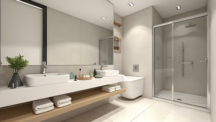 The bathroom interior was designed using three dimensional computer generated imagery.