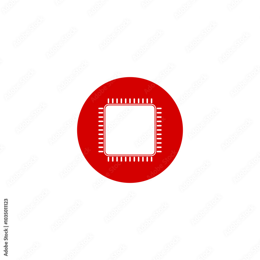 Poster processor chip, computer microchip icon isolated on transparent background