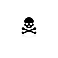 Crossbones and skull icon isolated on transparent background