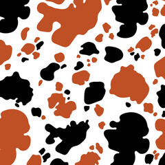 Fototapeta premium Halloween Day cow print pattern animal seamless. Cow skin abstract for printing, cutting, crafts Ideal for mugs, stickers, web, cover, wall stickers, home decorate and more.