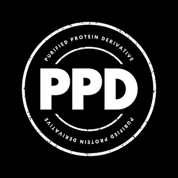 PPD Purified Protein Derivative - test used to detect if you have a tuberculosis infection, acronym text stamp concept background