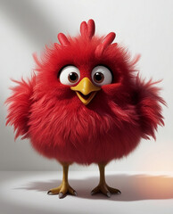Fototapeta premium Happy red furry monster isolated on red background
