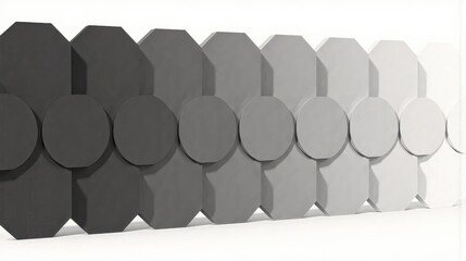 generative ai, Minimalist honeycomb gradient of seven matte-finished hexagons transitioning from deep black to pure white