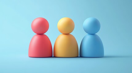 A trendy and modern 3D illustration featuring various icons representing social connectivity, including an "Add Friend" symbol, a user icon, a group creation symbol, and a new profile account icon. 