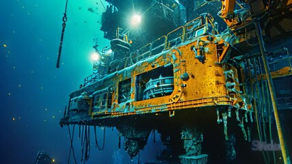 A Video of a bright yellow boat, with its sails raised, floating on the calm blue waters of the ocean, The machinery and technologies used in underwater construction