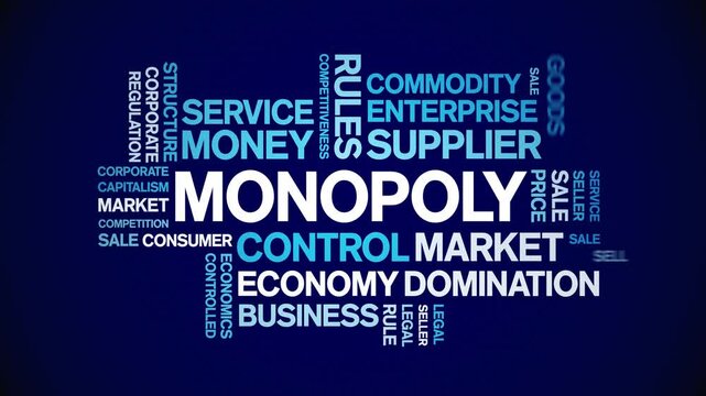 Monopoly animated word cloud;text design animation tag kinetic typography seamless loop.