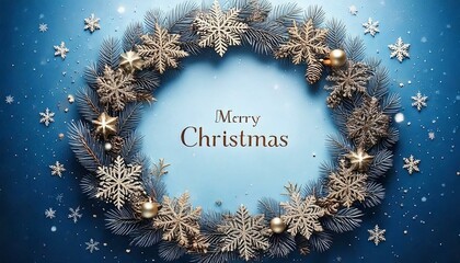 christmas wreath with snowflakes and decorations