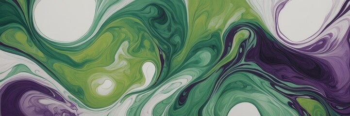 Fototapeta premium Abstract Green and Purple Swirls Fluid Art Vivid Background