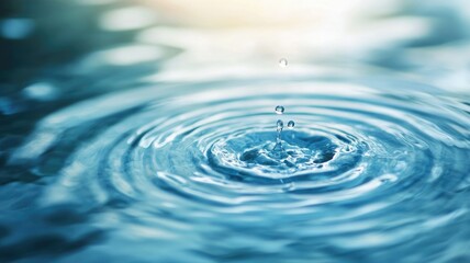 Droplets creating ripples on surface of calm water