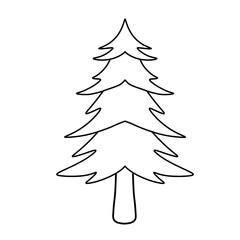 christmas tree illustration. For coloring children book