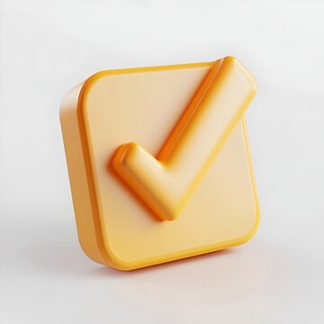 3D Checkmark Icon on White Background Signifying Confirmation Approval and Successful Completion