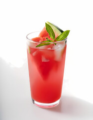 Refreshing Watermelon Drink with Ice and Mint