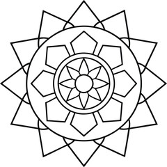 Fototapeta premium Flower mandala design, line art, black line, bold line, outline, vector, mandala icon.