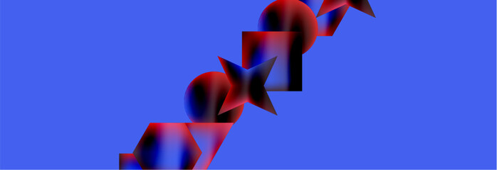 Neon color geometric shapes square triangle circle abstract background. Vector Illustration For Wallpaper, Banner, Background, Card, Book Illustration, landing page