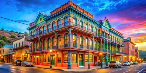 Fototapeta premium The Connor Hotel, a historic gem on Jerome's Main Street, received National Historic Landmark status in 2018, honoring its rich cultural and architectural significance.