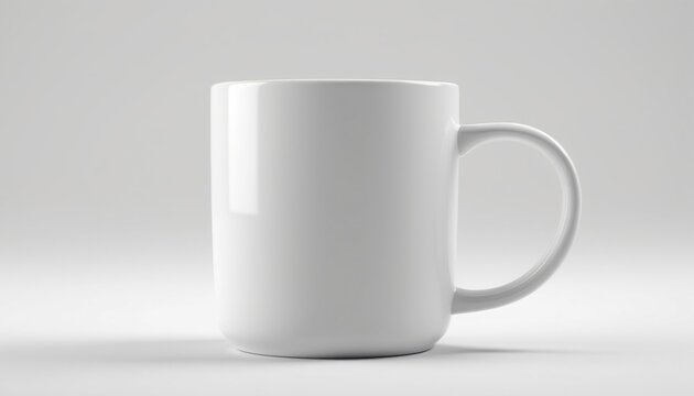 A minimalist model of a coffee mug placed on a simple white backdrop, great for kitchenware advertisements, Generative AI