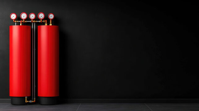 Plumber fixing water heater system in a basement, organized tools and pipes around