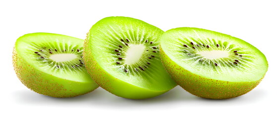 Fototapeta premium Juicy Kiwi Slices: Refreshing Green Kiwi Fruit Slices 