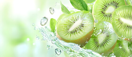Juicy Kiwi Slices: Refreshing Green Kiwi Fruit Slices  