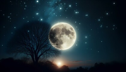 night landscape with moon