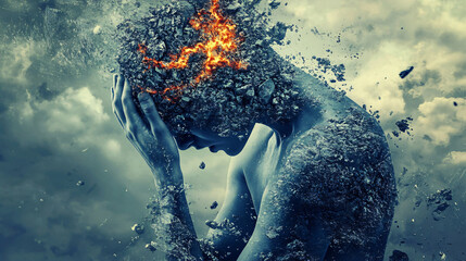 An artistic visualization of the relationship between stress and health.