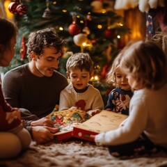 Fototapeta premium The Family Enjoying in Christmas day