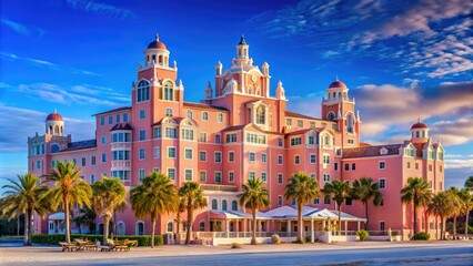 The Historic Loews Don CeSar Hotel, located in St. Pete Beach, Florida, boasts stunning architecture that captivates visitors with its timeless elegance and charm.