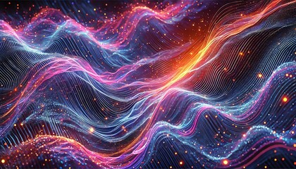 Fototapeta premium An abstract visualization of flowing, semi-transparent fabric-like waves in vibrant colors