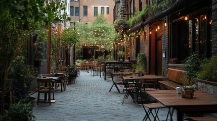 Outdoor dining setups in U.S. cities, capturing pandemic-era changes