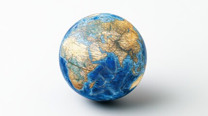Fototapeta premium Globe with detailed continents on a white background, concept of global connection