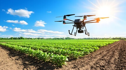 Futuristic hydroponic farm with drone operated harvesting system in an isolated controlled environment for sustainable and efficient agriculture of the future