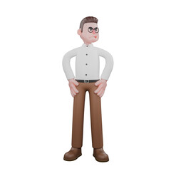 Cartoon Professional Sociologist.  A male sociologist is standing with his hands on his hips. Societal