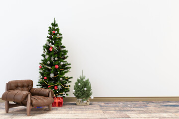 christmas tree with gifts and decorations