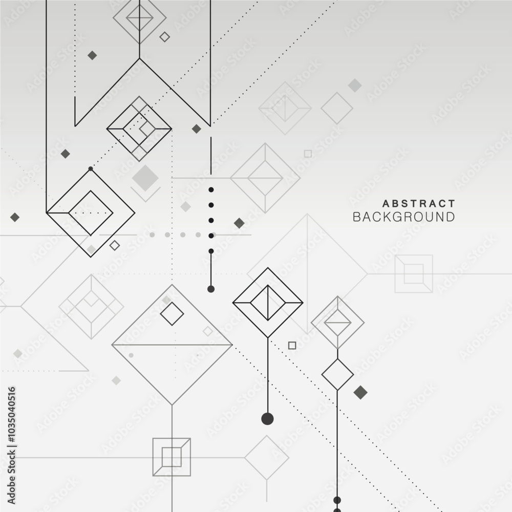Aufkleber Digital geometric tech elements. Abstract vector isometric background. Sample connectin dots and lines