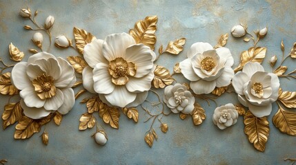 Fototapeta premium Elegant Floral Relief Wall Art