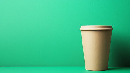 Coffee cup against green background
