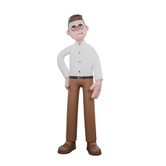 Illustration of a Professional Sociologist. A male sociologist is standing with his right hand at the waist slightly bent and his left hand perpendicular downwards. Cartoon