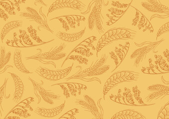 Obraz premium seamless pattern. hand drawn outline plan on autumn vibes background. high resolution for design with a whimsical and enchanting theme
