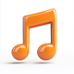 3D Orange Music Note Object on a Simple White Background Representing Musical Themes and Creativity