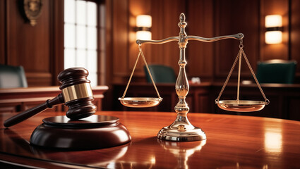 scales of justice and gavel