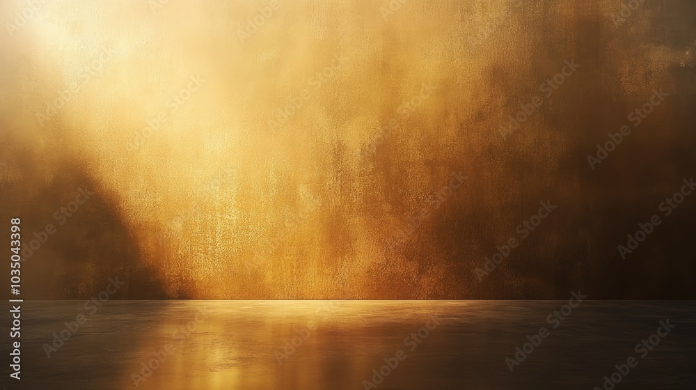 Poster empty room background featuring a golden brown gradient and spotlight creating an abstract studio ba