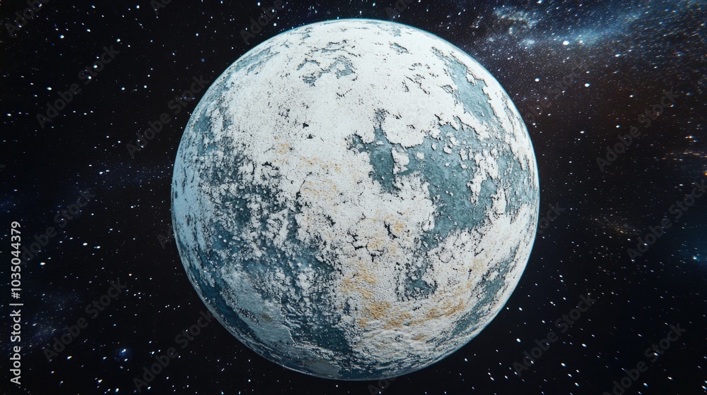 Wall mural 3d cartoon rendering of planet earth in a dead state viewed from outer space