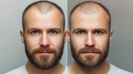 Fototapeta premium Balding versus Full Hair Growth Comparison