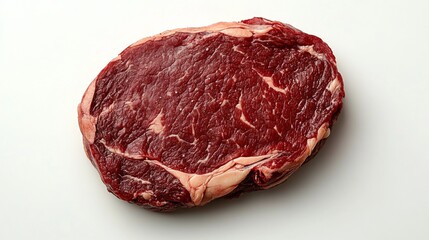 Obraz premium Raw Ribeye Steak on White Background