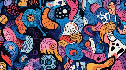 Fototapeta premium Hand drawn abstract doodle background in a flat design style