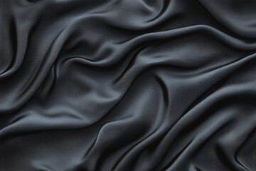 Obraz premium Dark satin fabric forming waves. Abstract silk background with folds. Soft texture of smooth material