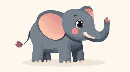 Obraz premium Cute flat color style cartoon elephant illustration
