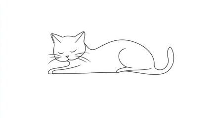 Fototapeta premium Charming Cat Outline Illustration Cute Feline Drawing Playful Kitten Line Art Simple Cat Sketch for Coloring and Creative Projects Minimalist Cat Line Art for All Ages